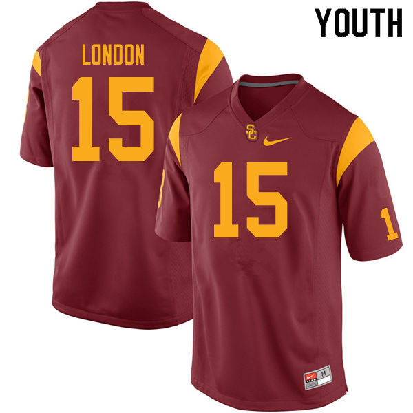 Youth #15 Drake London USC Trojans College Football Jerseys Sale-Cardinal